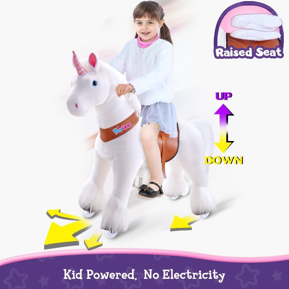 Ponycycle Unicorn Ride-on Toy Age 3-5 White riding action
