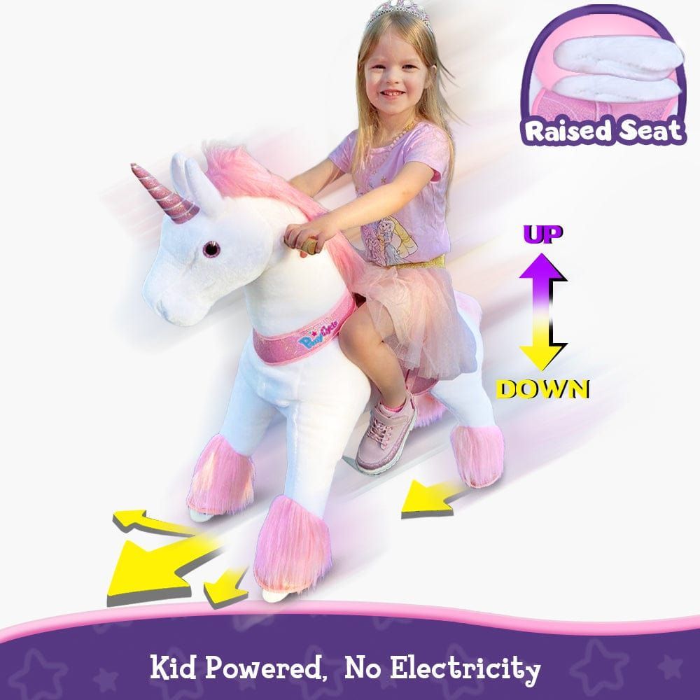 Ponycycle Ride-on Plush Unicorn Age 4-8 Pink riding action
