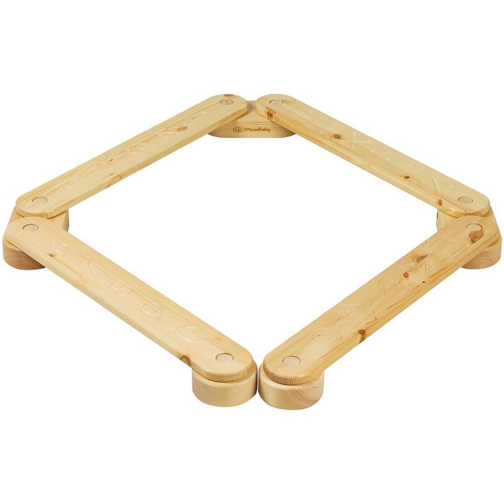 Wooden Balance Beam - 4 Piece Set in natural wood with numbers and shapes