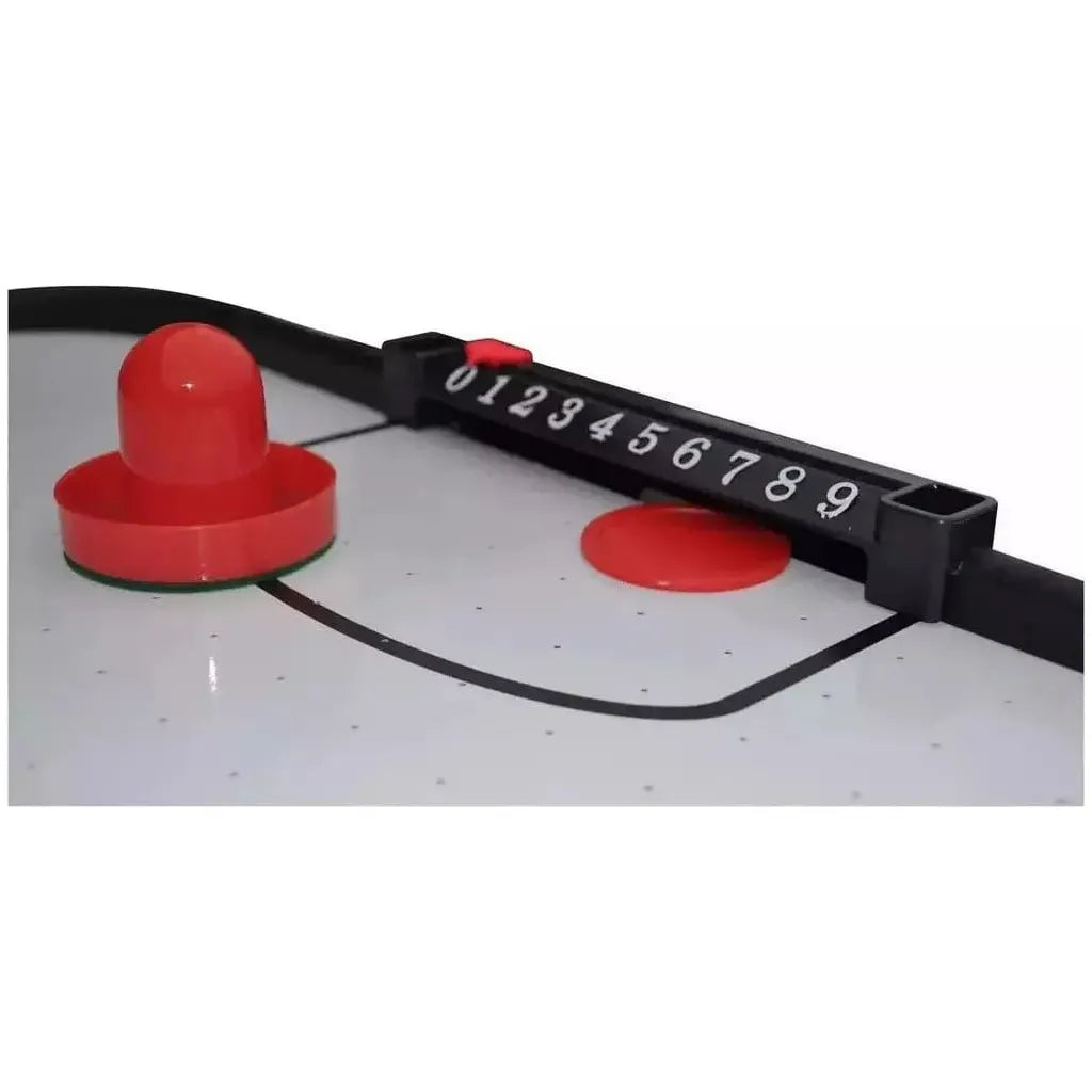 clozse up of goal and scoreboard of Gamesson 4 ft Shark Air Hockey White