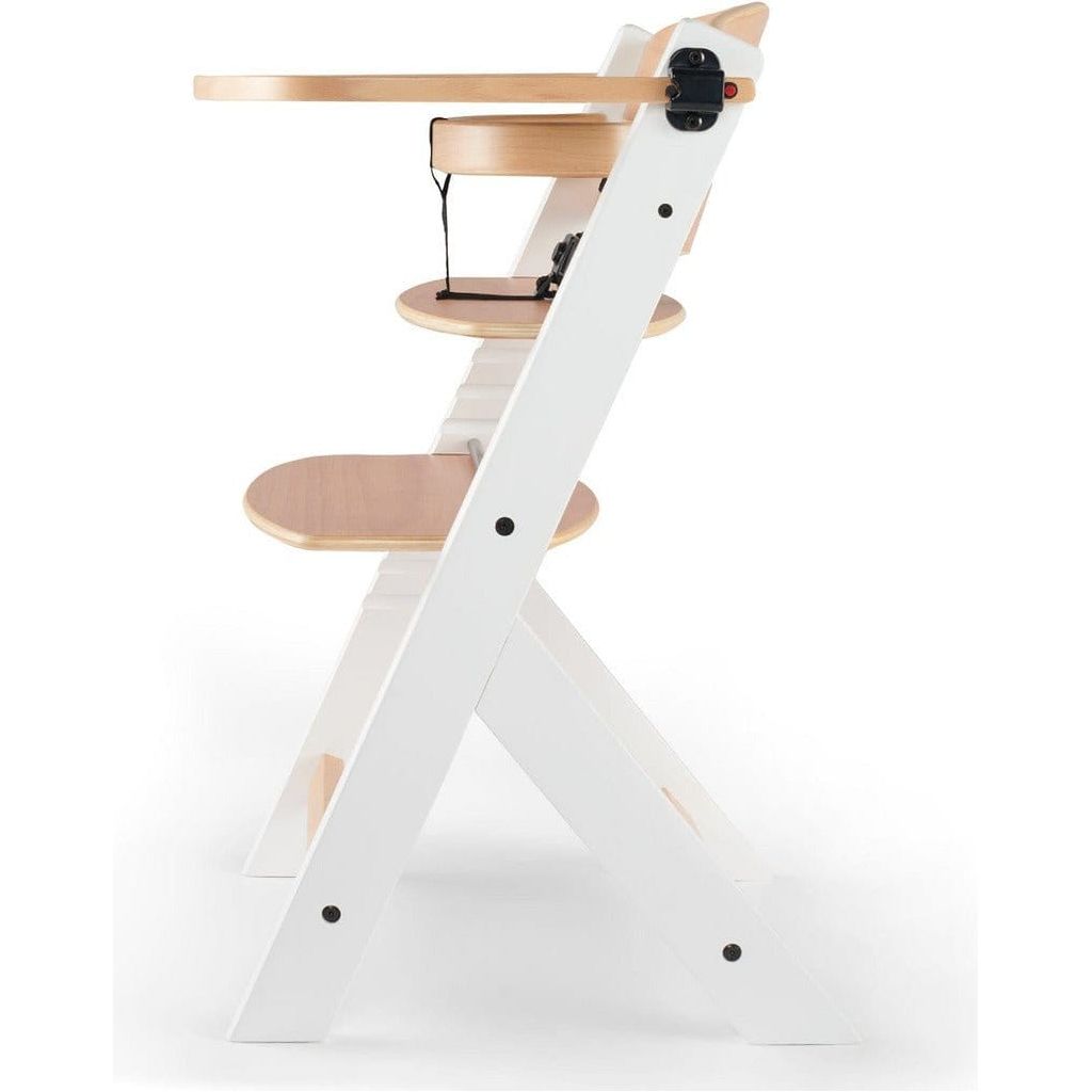 Kinderkraft Enock High Chair - White Wood side with tray