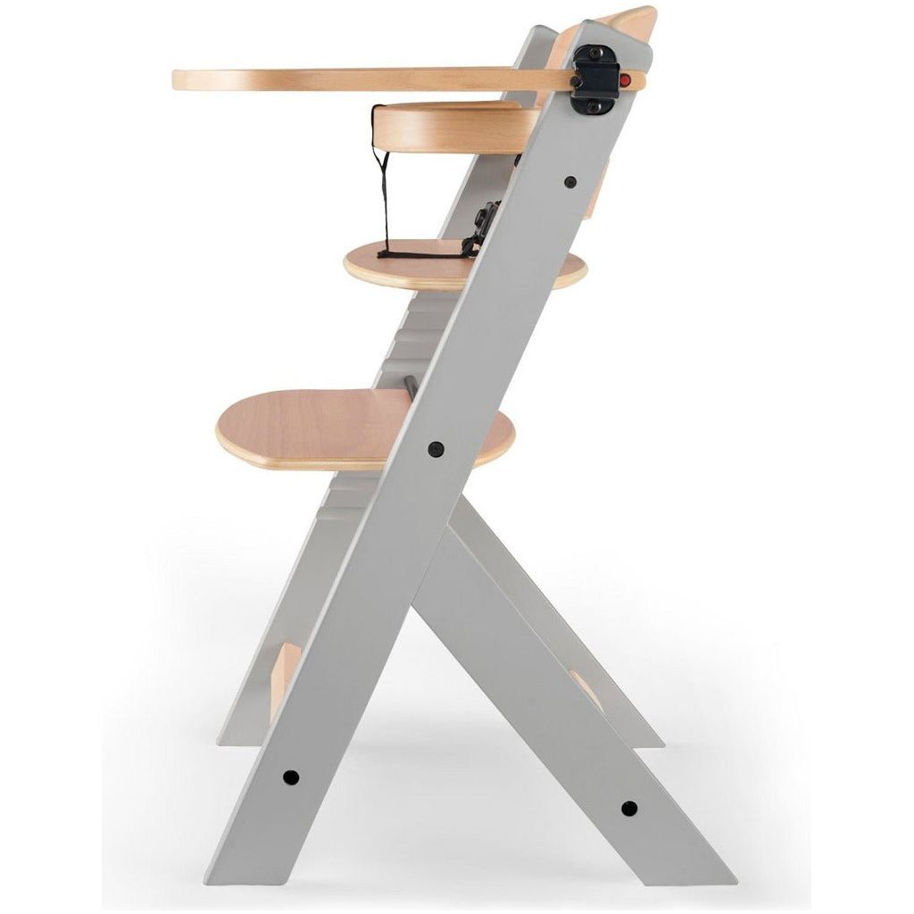 Kinderkraft Enock High Chair - Grey Wood side with tray