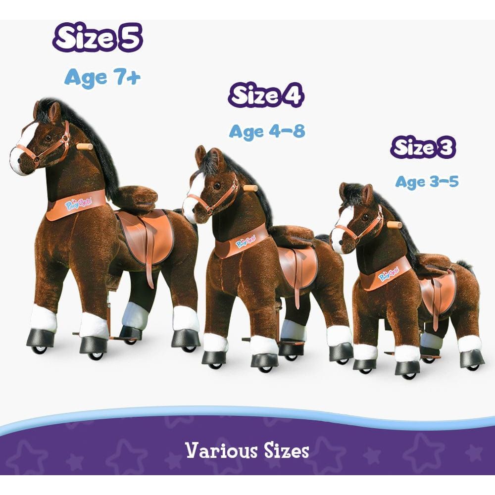 Ponycycle Ride-on Horse Toy Age 3-5 Chocolate age and size guide