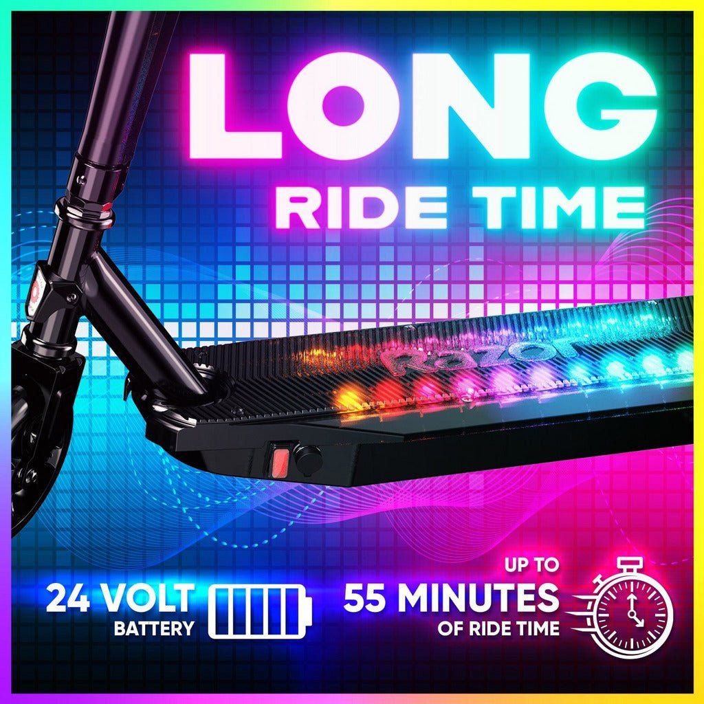Razor Sonic Glow Bluetooth 24 Volt Scooter long ride time feature