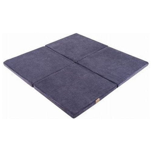 Meow Baby Square Foldable Baby Play Mat in indigo blue on floor 