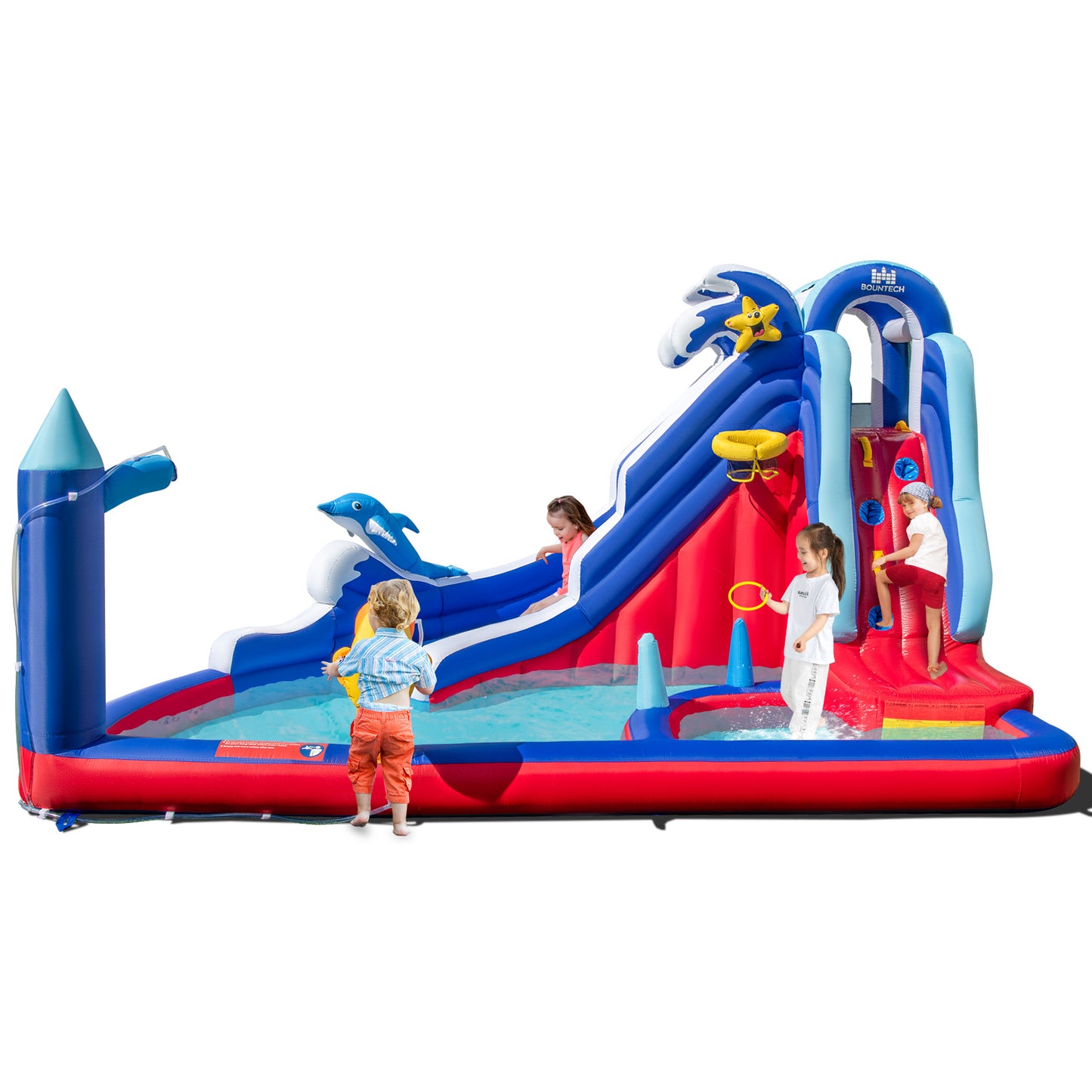 Inflatable Water Park with Climbing Wall and Water Cannon without Blower