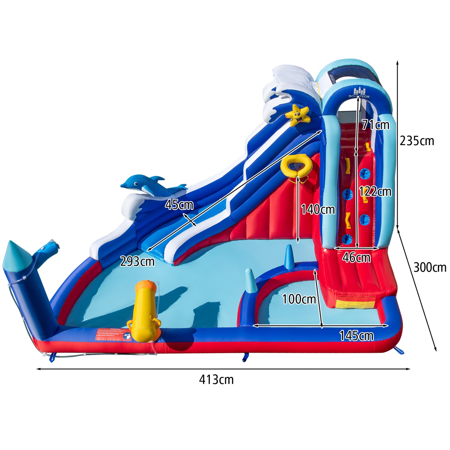 Inflatable Water Park with Climbing Wall and Water Cannon without Blower