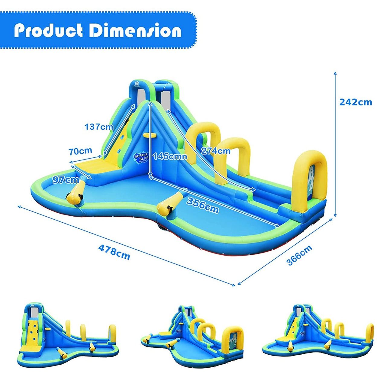 Inflatable Garden Slide with Splash Pool and Water Cannons