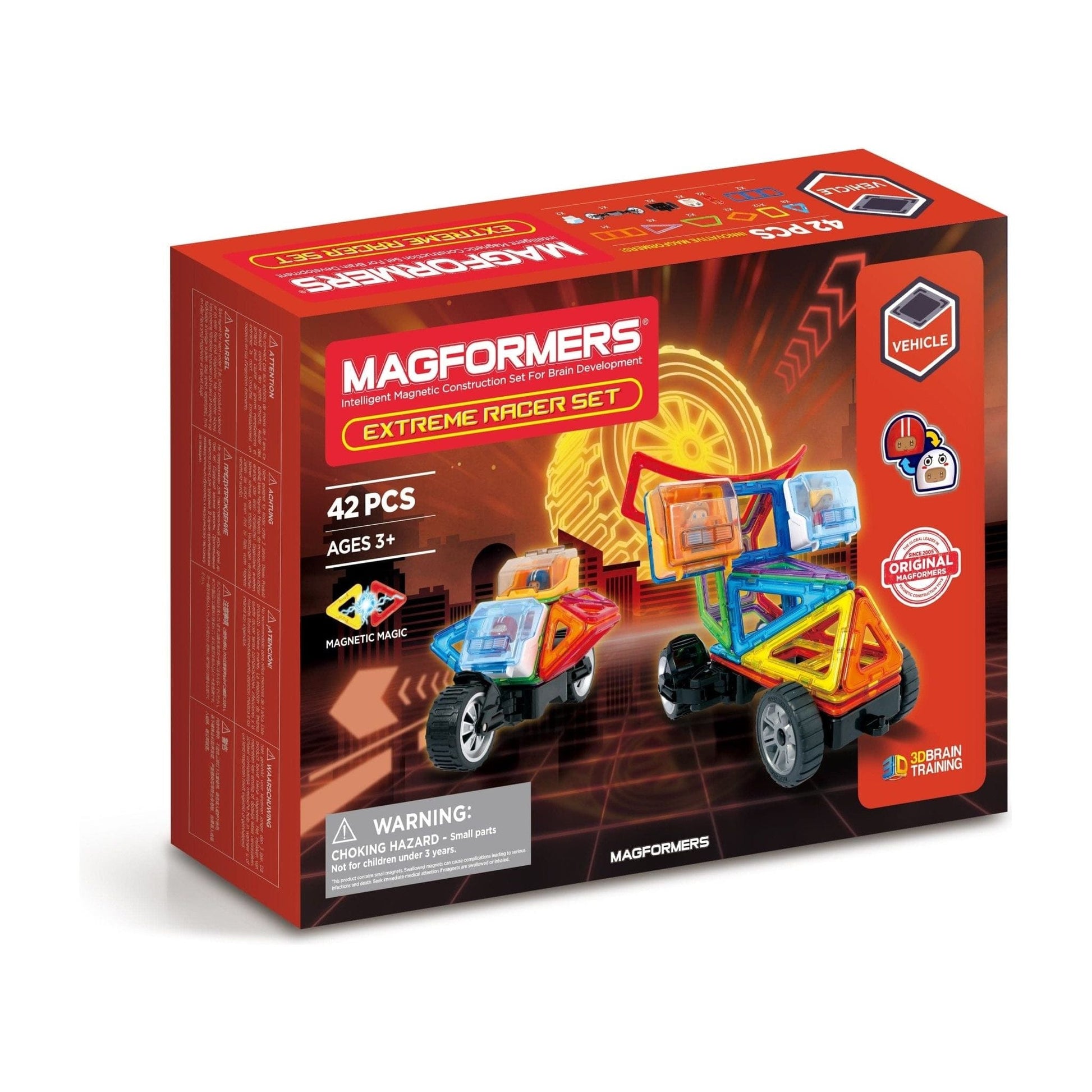 Magformers Construction Extreme Toy Racer 42 Piece Set  front of box