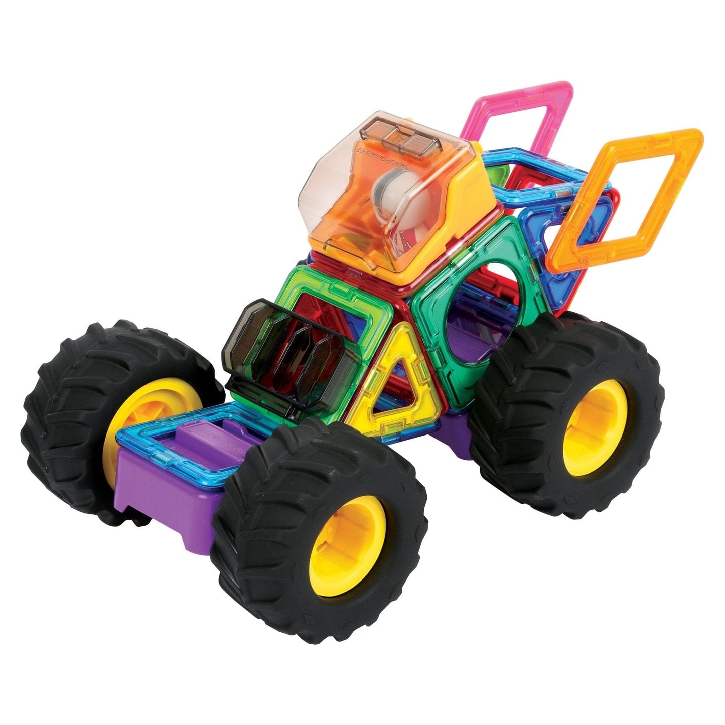 racing car made from Magformers Construction Toy Giant Wheel Set