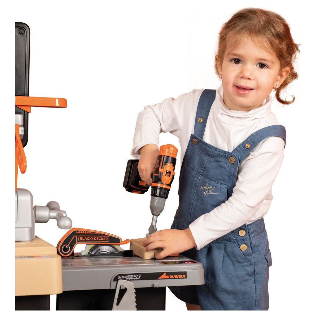 Smoby Black and Decker Kids Centre Workbench Pretend Play Toy Workbench  with Tools