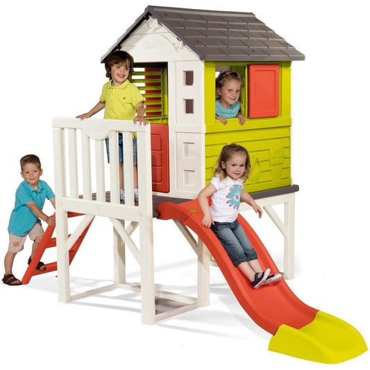 children playin on Smoby House On Stilts Playhouse