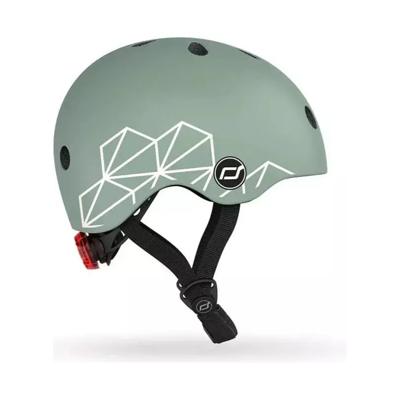 Scoot and Ride Helmet - XXS - S - Green Lines sidde with geometric pattern