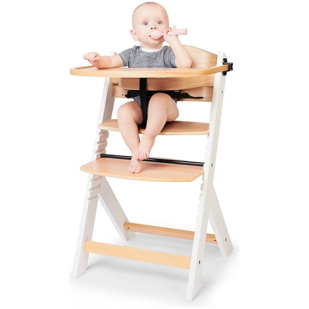 baby sitting at Kinderkraft Enock High Chair - White Wood