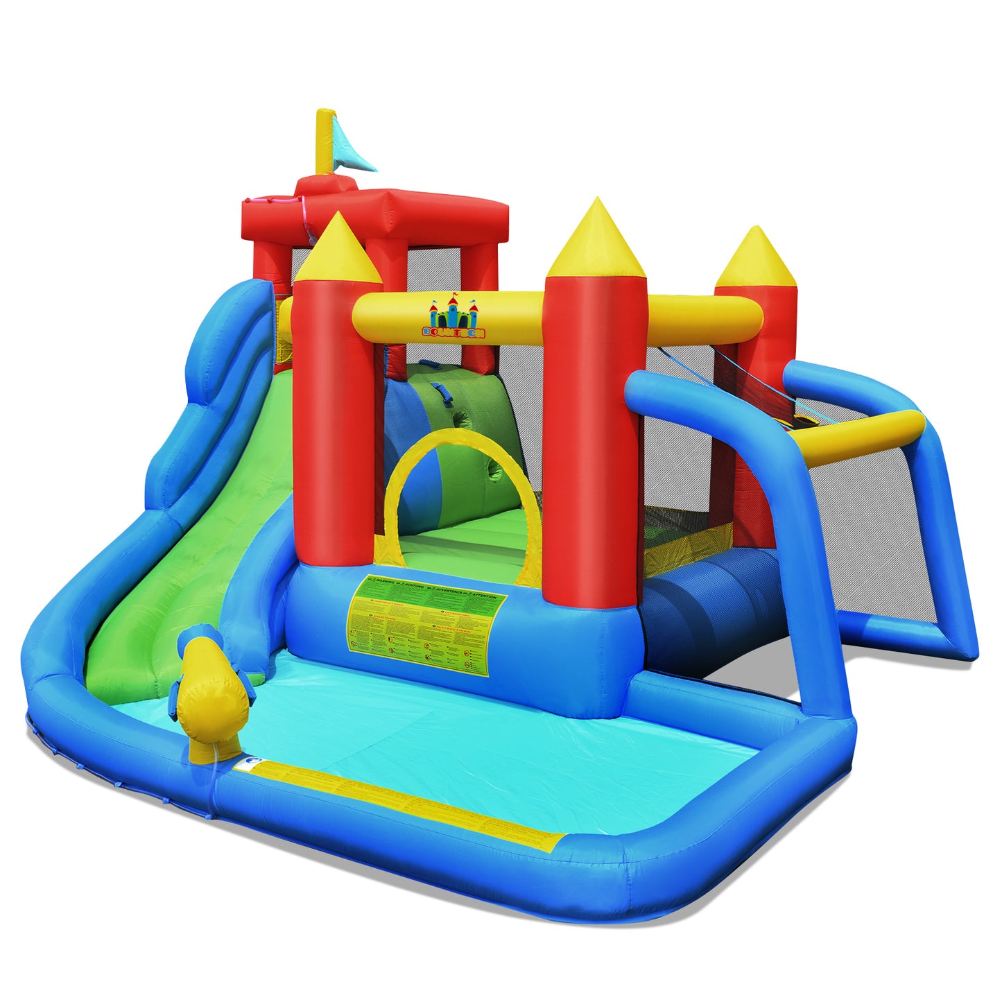 7-in-1 Inflatable Water Slide & Bouncy Castle without Blower