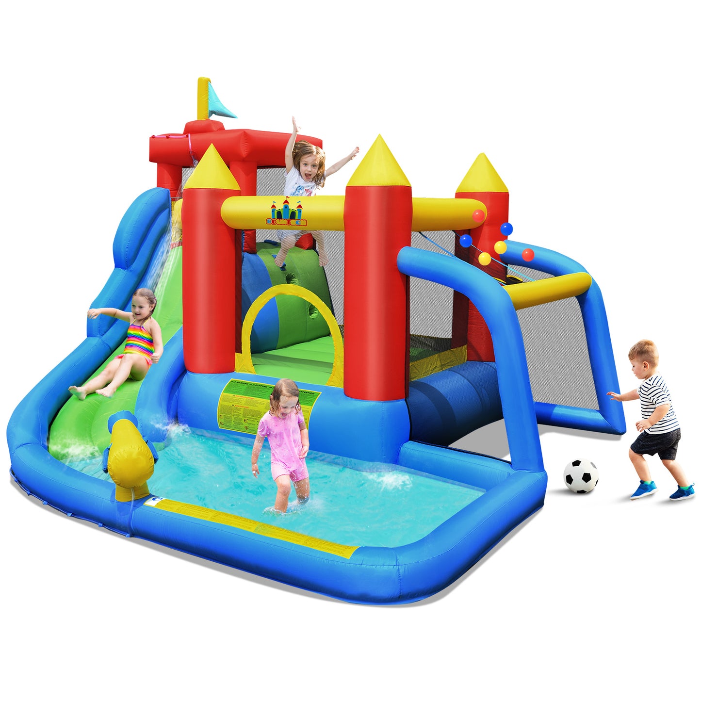 7-in-1 Inflatable Water Slide & Bouncy Castle without Blower