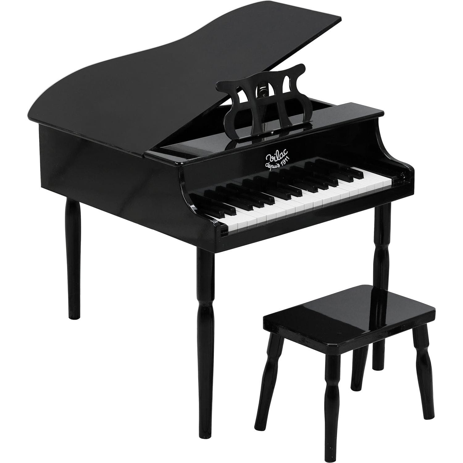 Vilac Wooden Grand Piano and Stool - Black