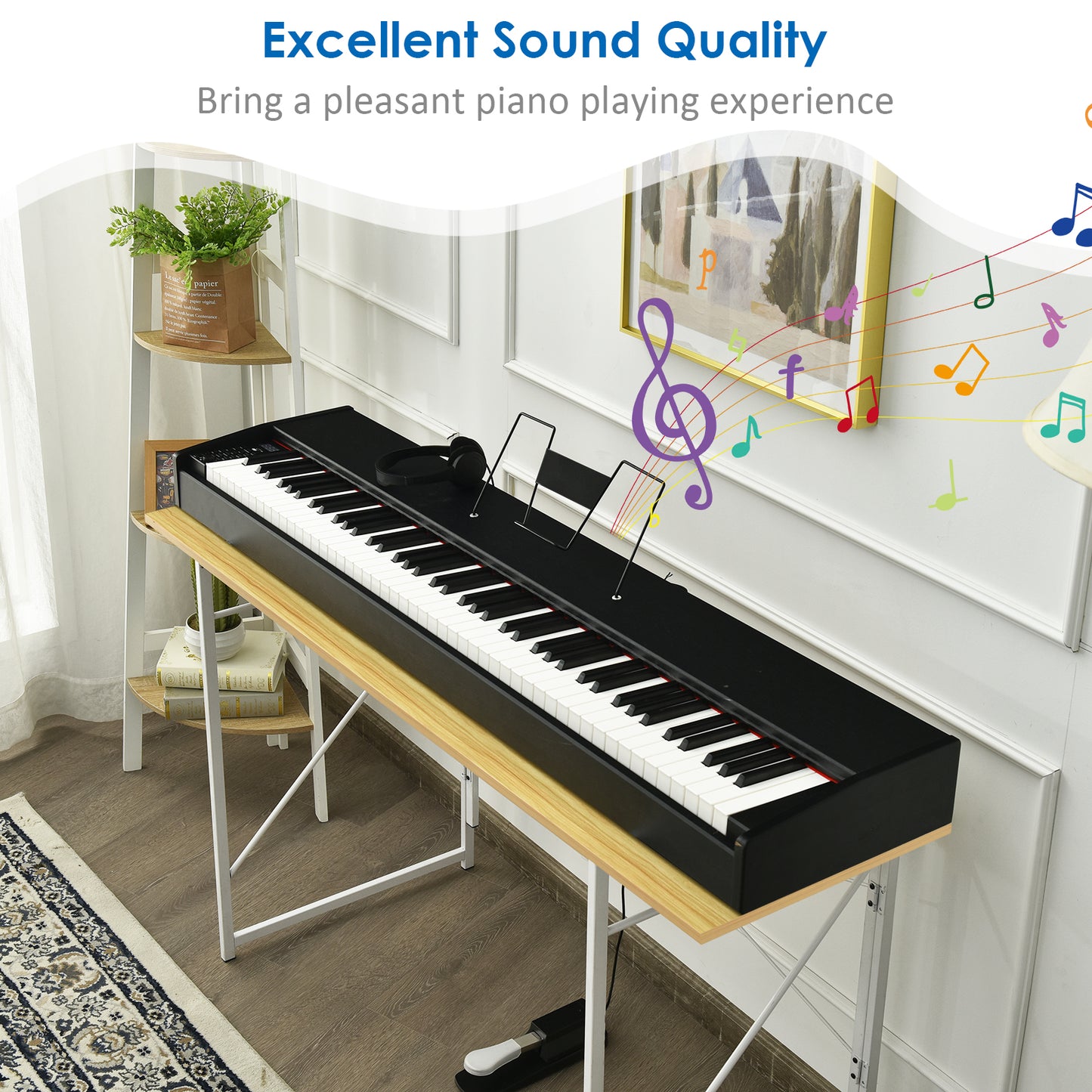 Full Size Weighted 88-Key Digital Piano for Beginner-Black