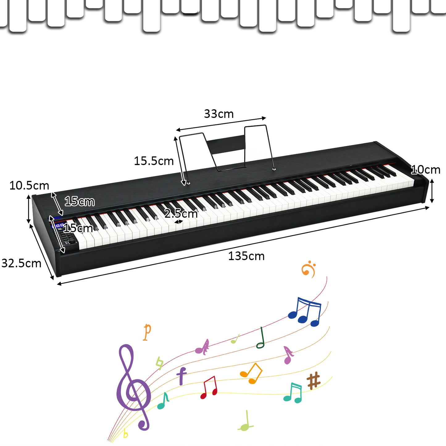 Full Size Weighted 88-Key Digital Piano for Beginner-Black