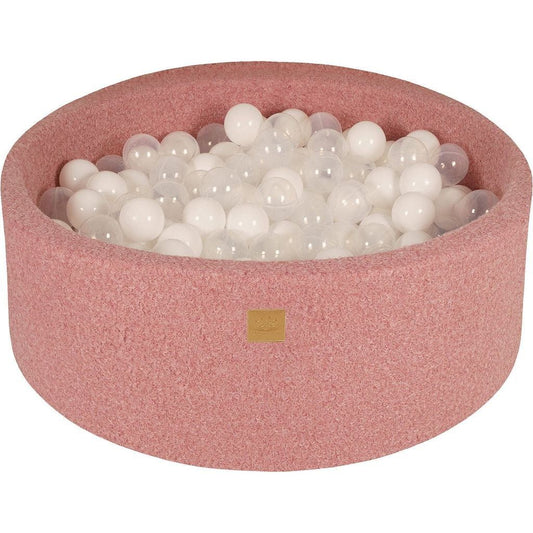 Fluffy Boucle Round Foam Ball Pit with 200 Balls - Pink
