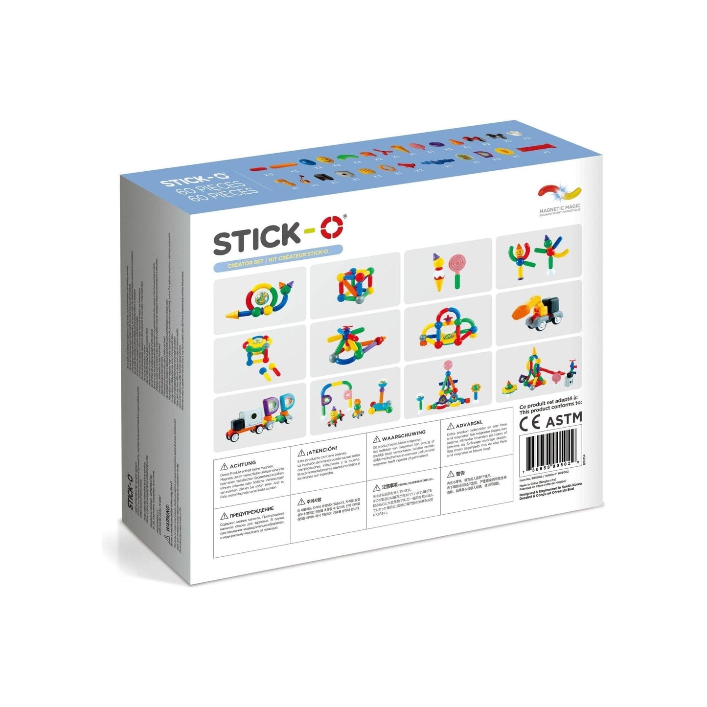 Magformers Stick-O Creator 60 Piece Set back of box