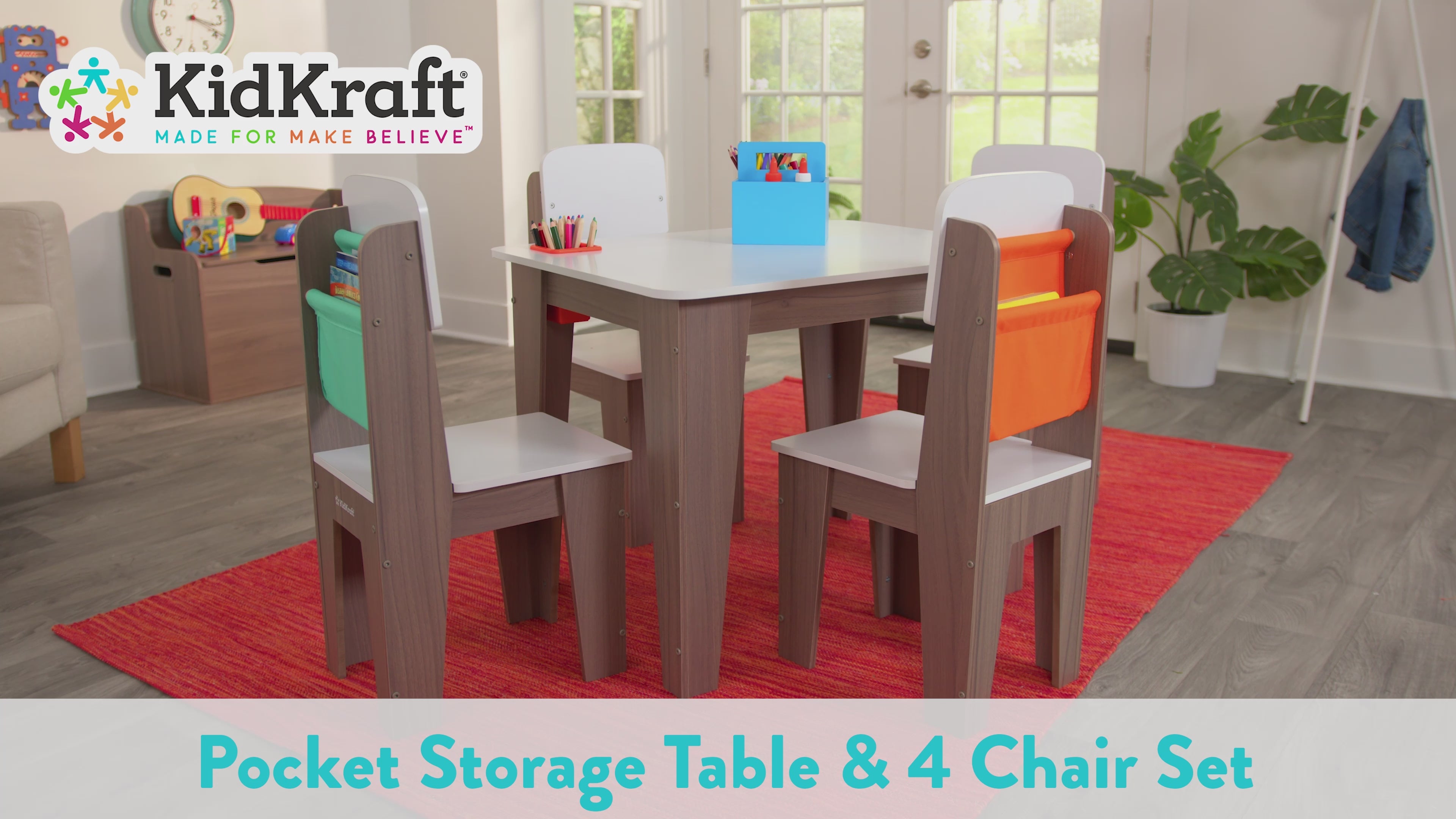 Kidkraft table and 2024 chairs with storage