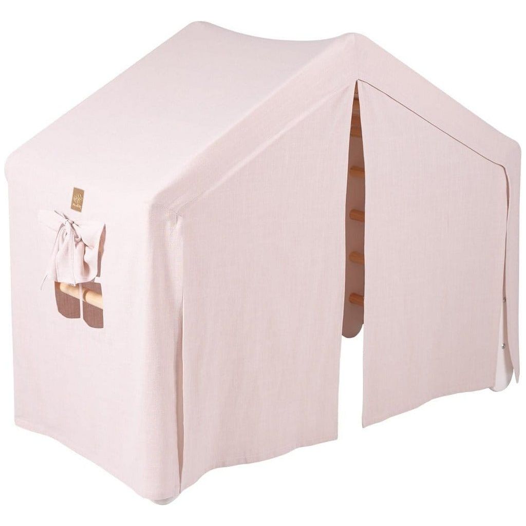 Indoor Ladder Playhouse with pink tent cover closed