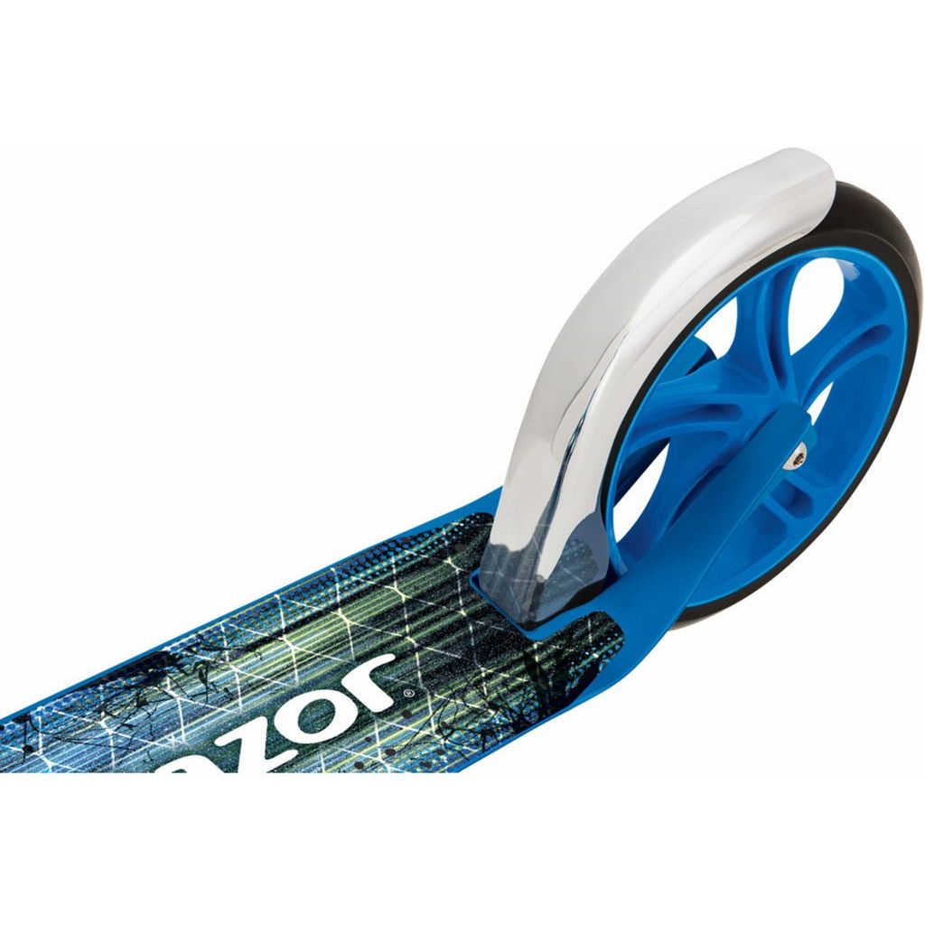 Razor A5 LUX Scooter - Blue back wheel close up