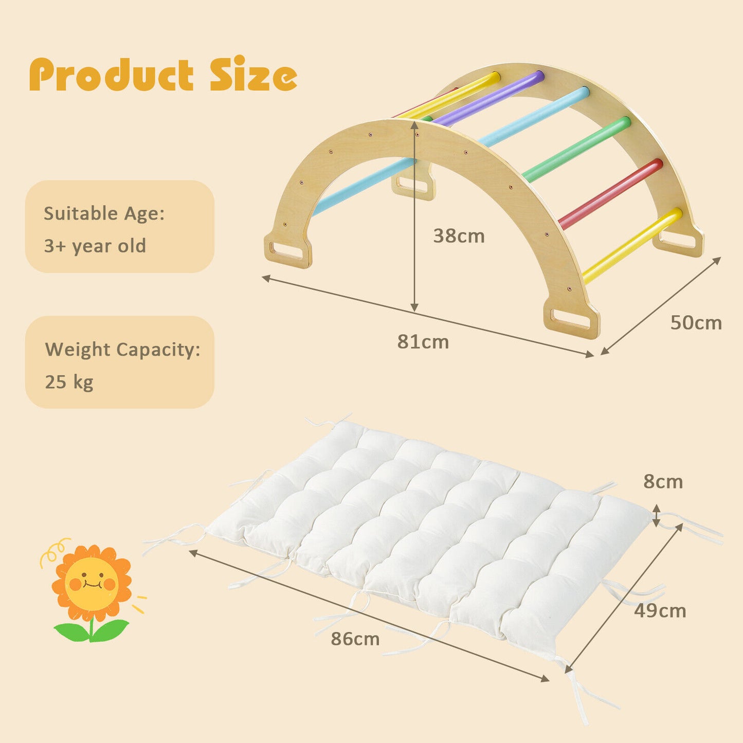 2-in-1 Arch Rocker with Soft Cushion-Colourful