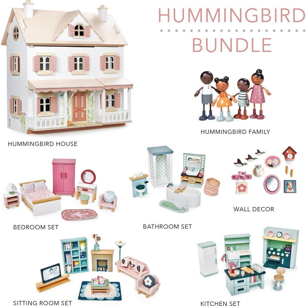 Tender Leaf Hummingbird Wooden Doll House Bundle pieces list