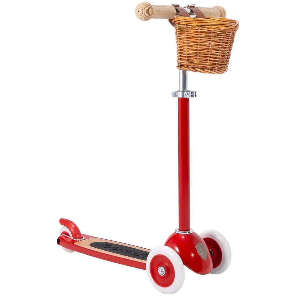 Banwood Scooter Age 3+ in Red with wicker basket