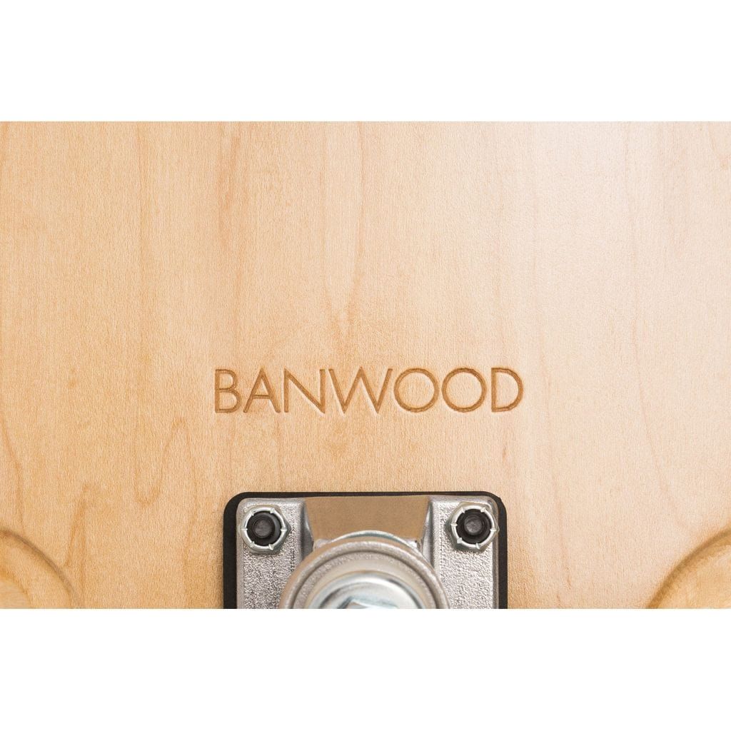 Banwood Kids Skateboard - Red underside with logo close up