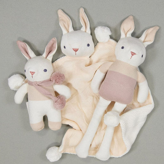 ThreadBear Baby Comforter, Rattle & Doll Bundle in Cream close up