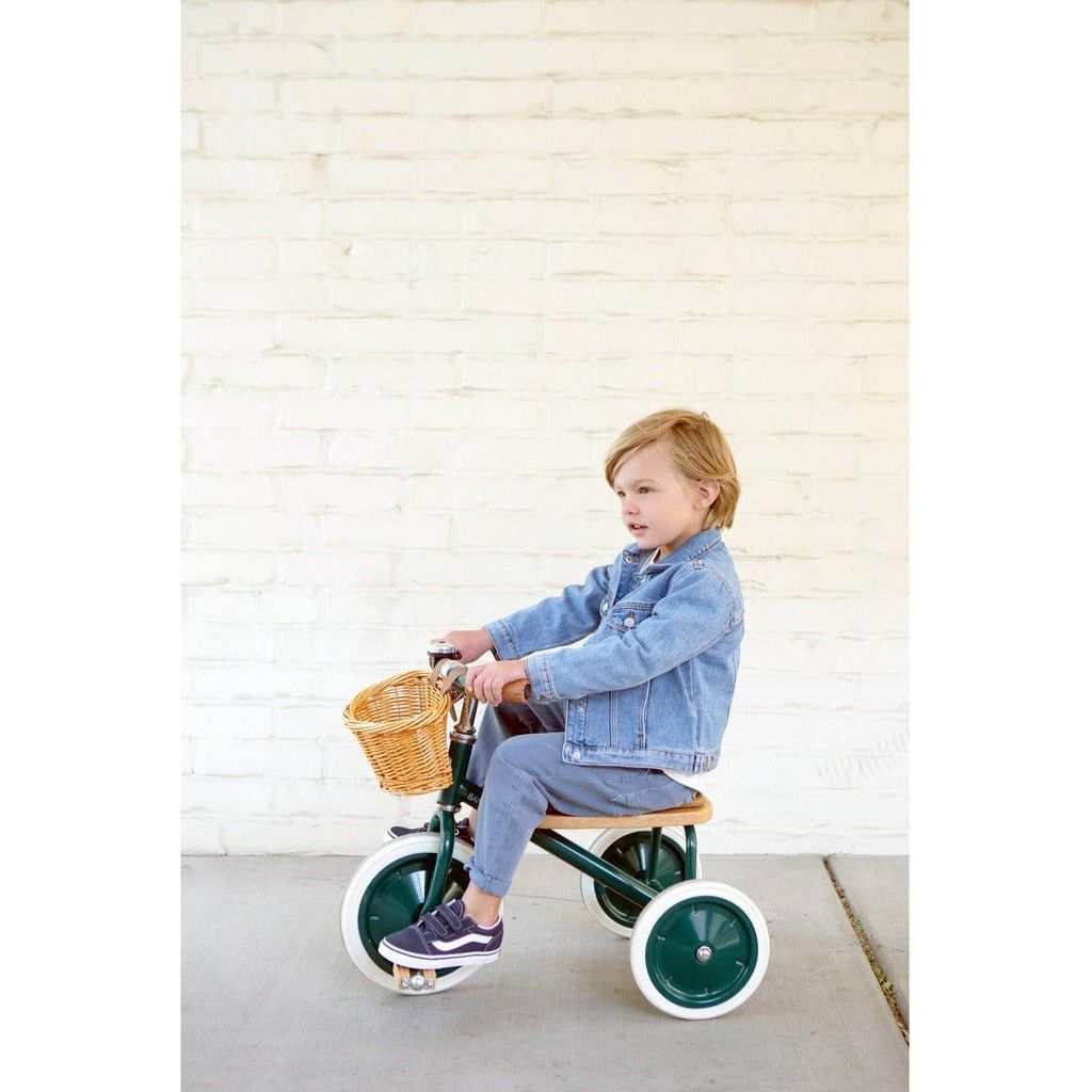 Little boy riding Banwood Trike Age 2+ in Green
