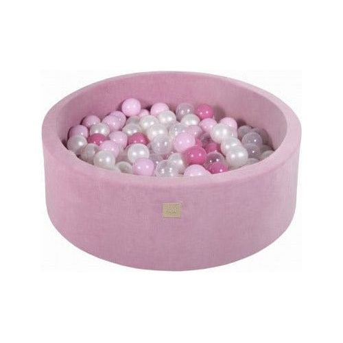 Velvet Round Foam Ball Pit with 200 Balls - Pink