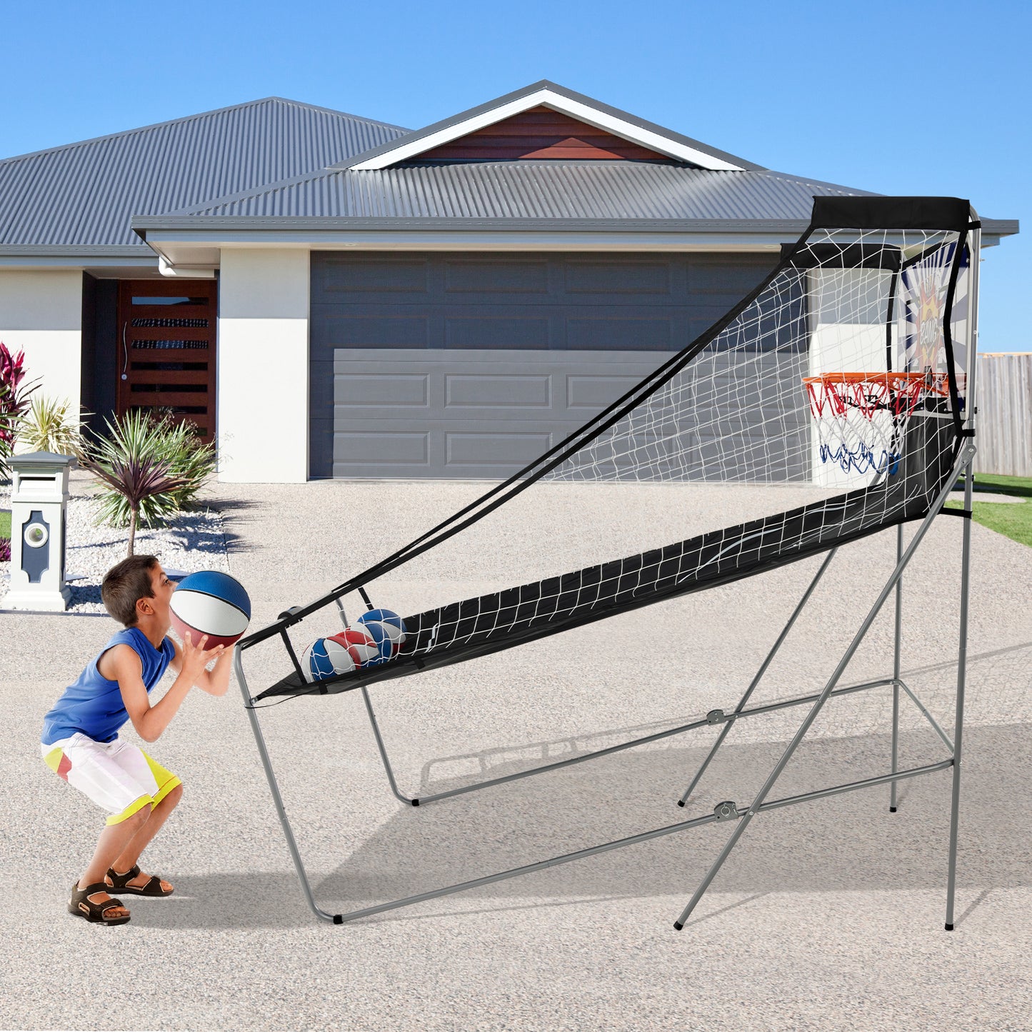 Basketball Arcade Game Indoor for 2 Players-Blue and White