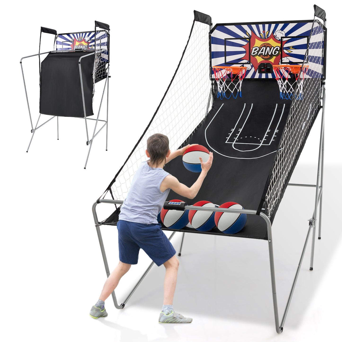 Basketball Arcade Game Indoor for 2 Players-Blue and White