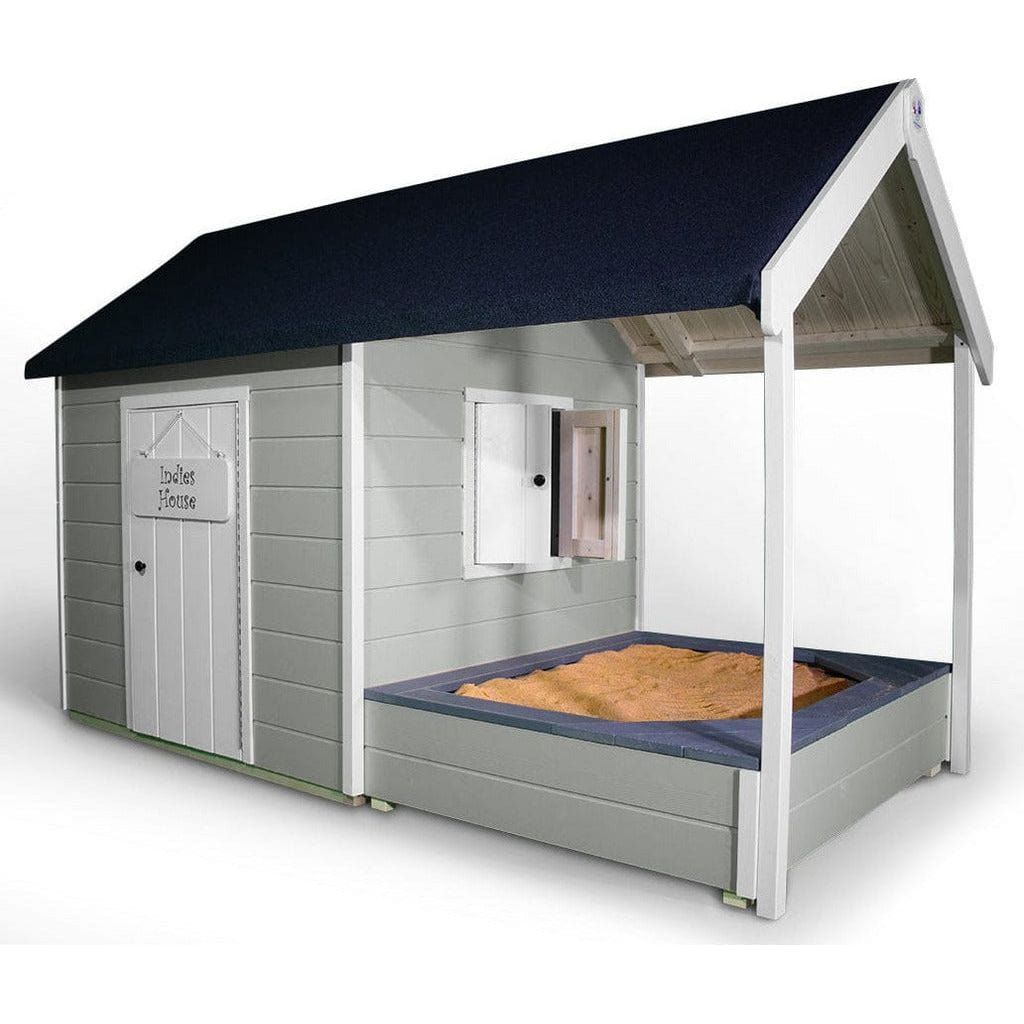 Little Rascals Benji Wooden Playhouse with Sandpit in dolphin grey