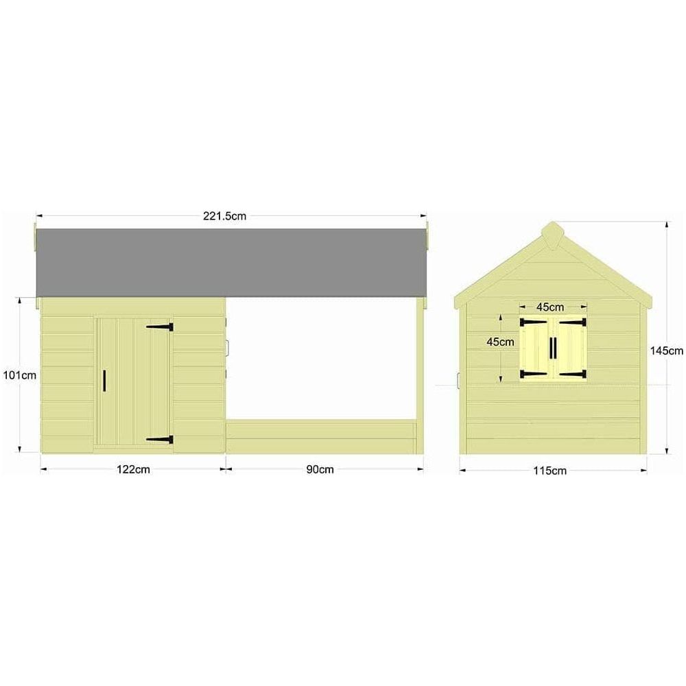 Little Rascals Benji Wooden Playhouse with Sandpit dimensions