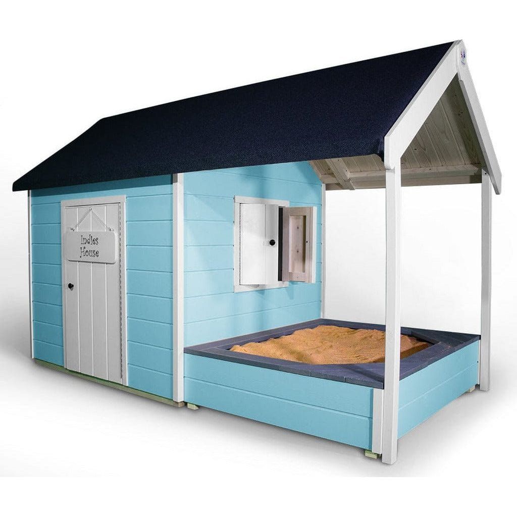 Little Rascals Benji Wooden Playhouse with Sandpit in baby blue