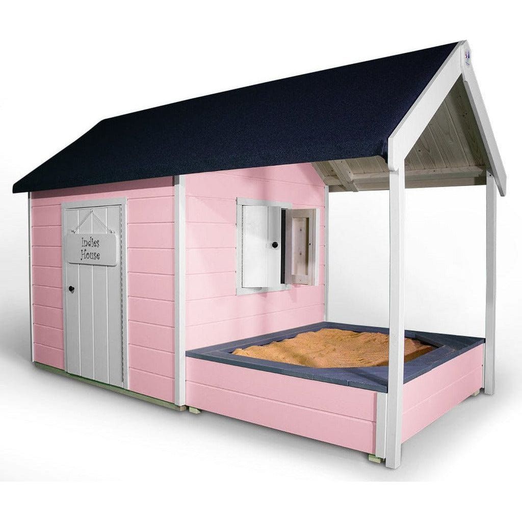 Little Rascals Benji Wooden Playhouse with Sandpit in flamingo pink