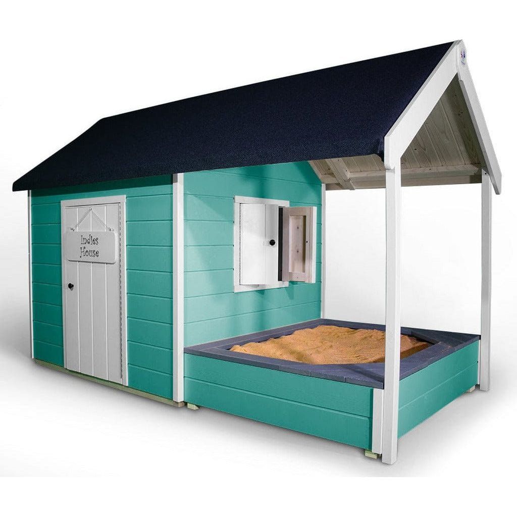 Little Rascals Benji Wooden Playhouse with Sandpit in mermaid green