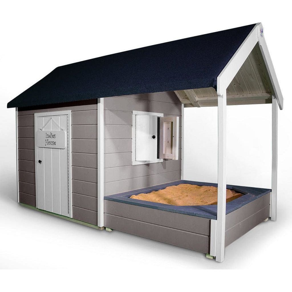 Little Rascals Benji Wooden Playhouse with Sandpit in pebble grey