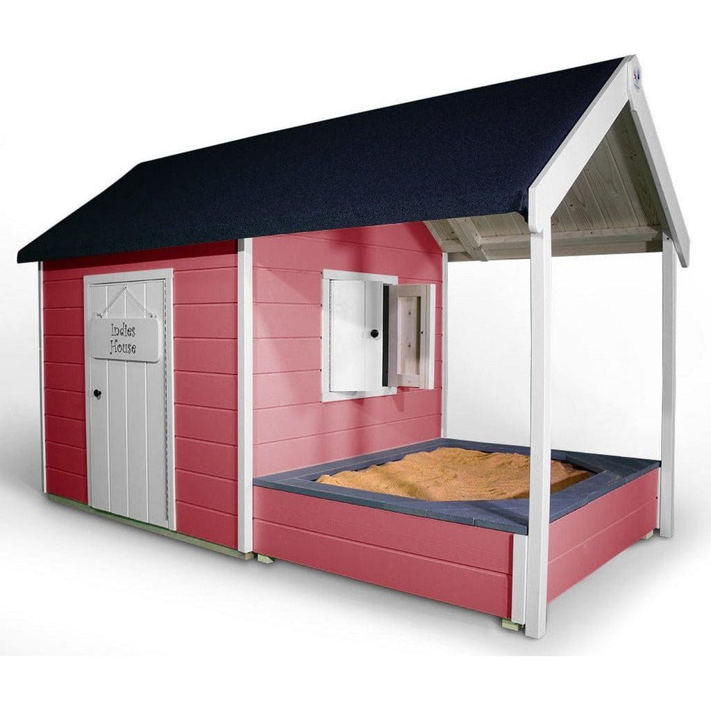 Little Rascals Benji Wooden Playhouse with Sandpit in raspberry ripple