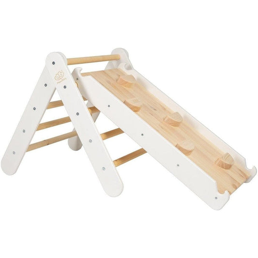 MeowBaby Wooden Ladder & 2-in-1 Slide/Climbing Wall - White