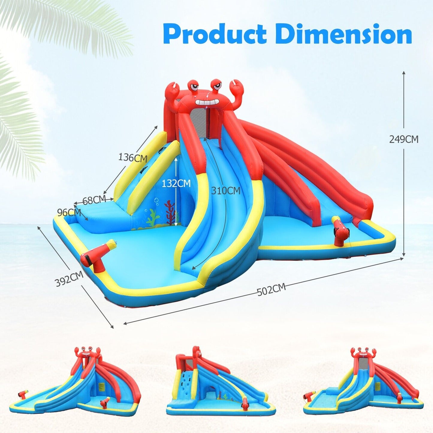 Crab Theme Water Slide & Bouncy Castle with Climbing Wall without Blower