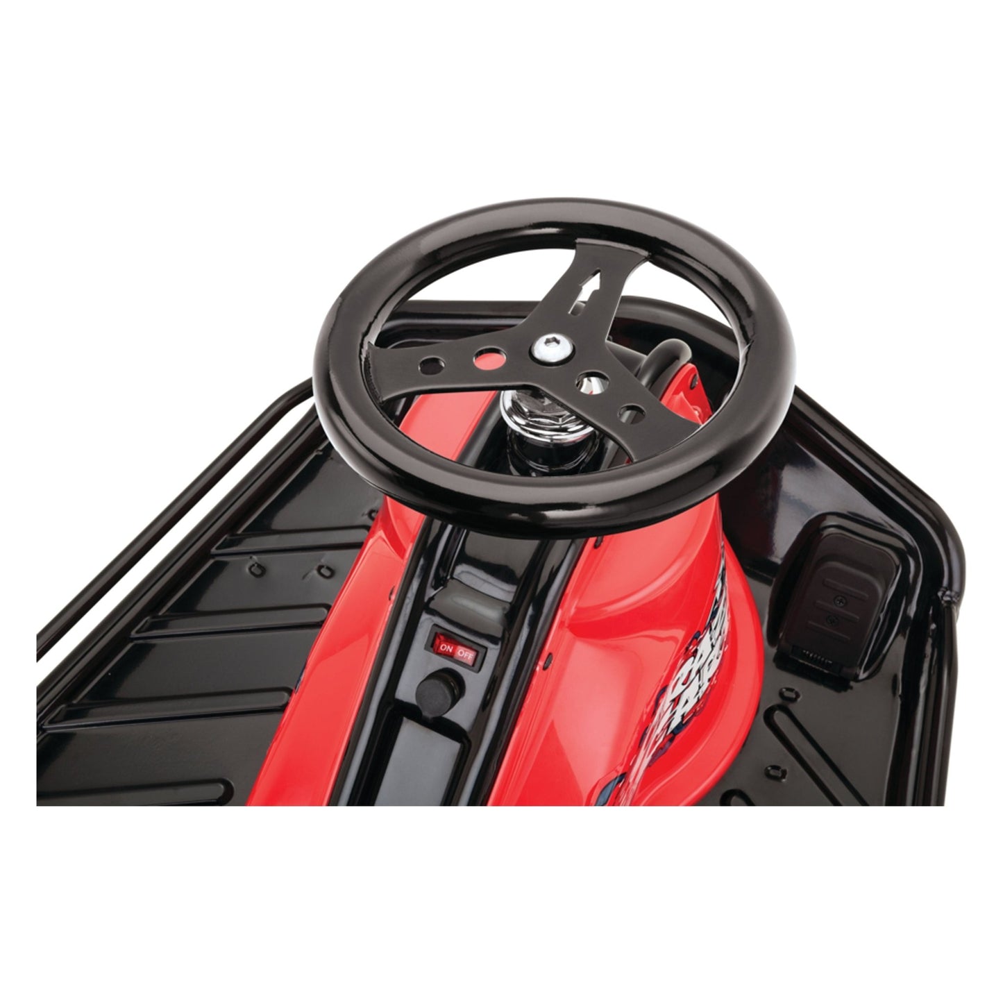 Razor Crazy Cart 24 Volt Drift Machine steering wheel close up