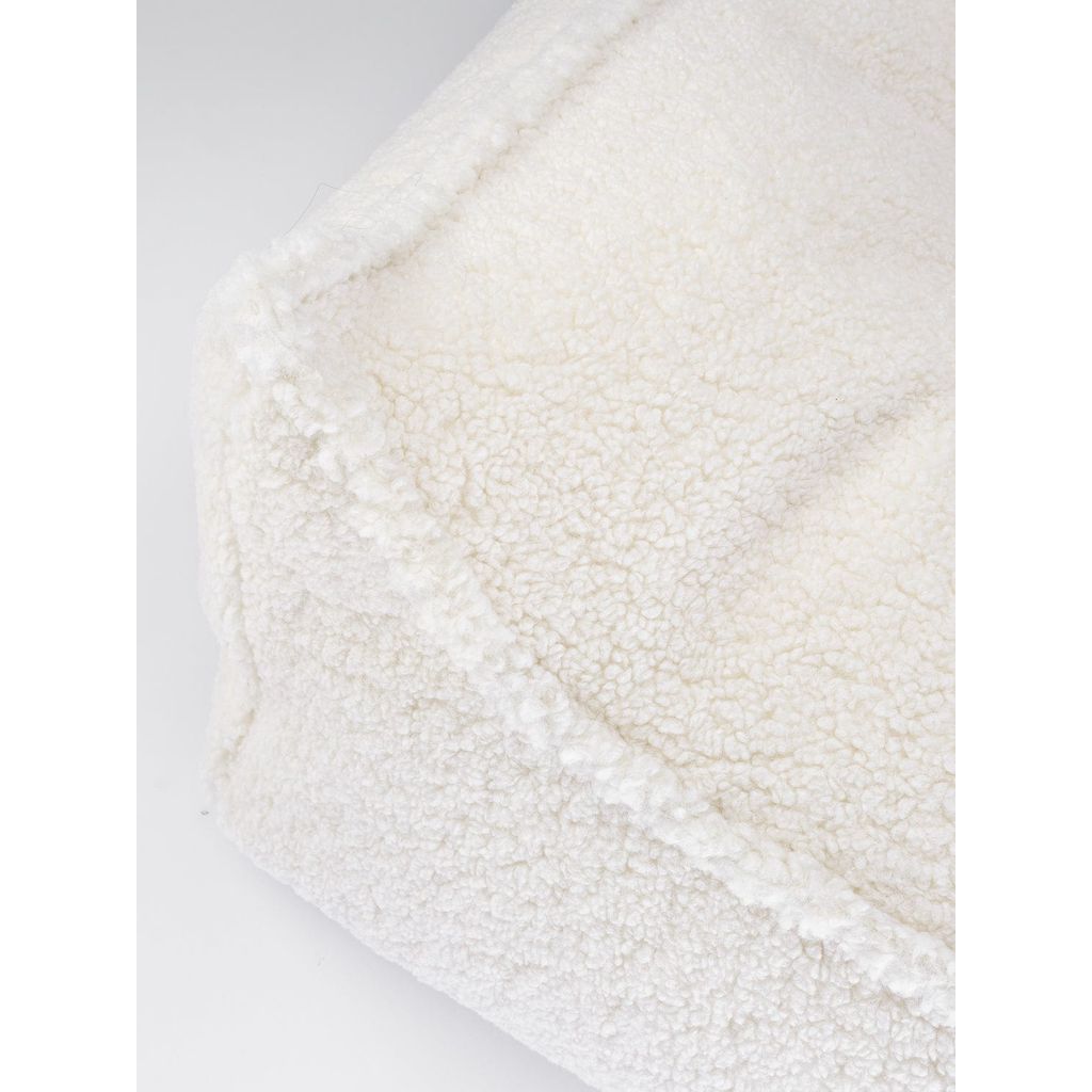 close up of Wigiwama Cream White Beanbag Chair fabric