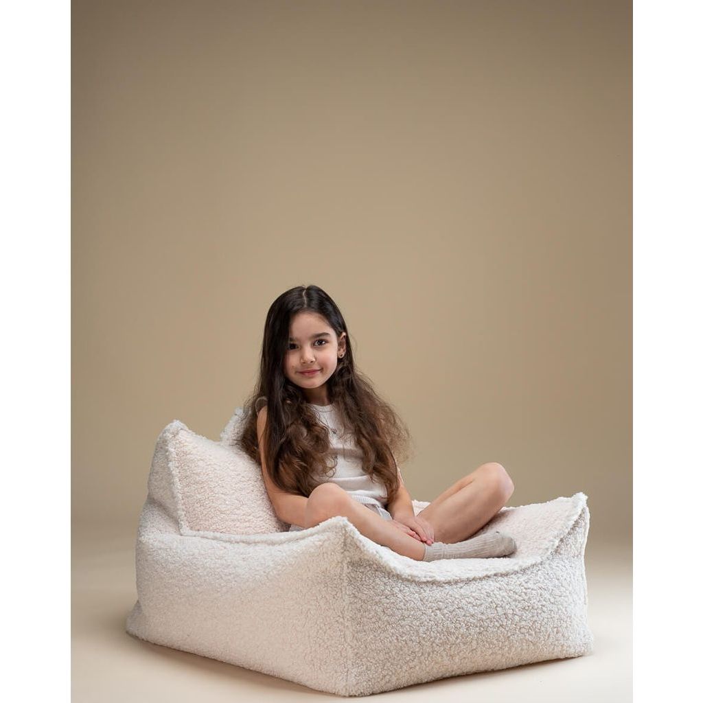 girl sitting on Wigiwama Cream White Beanbag Chair