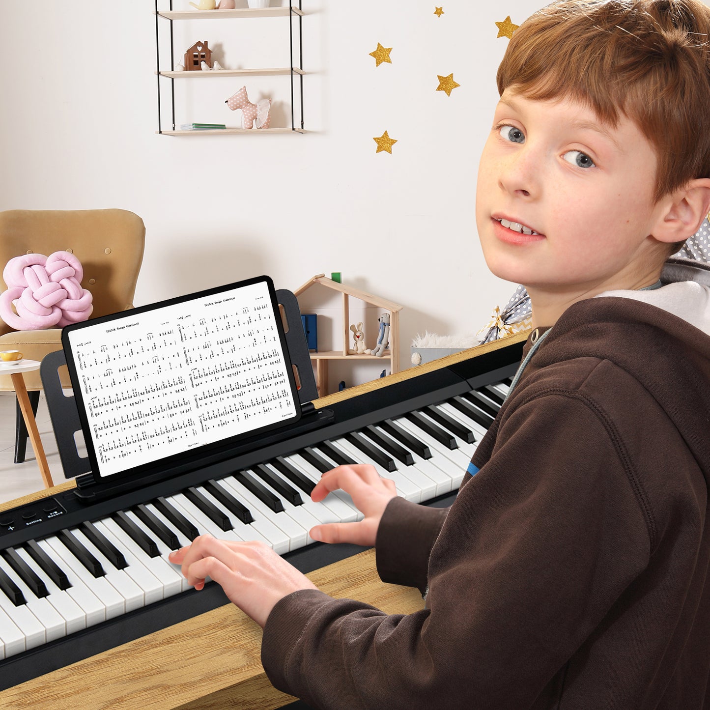 88-Key Electronic Keyboard with Storage Bag for Kids and Adults-Black